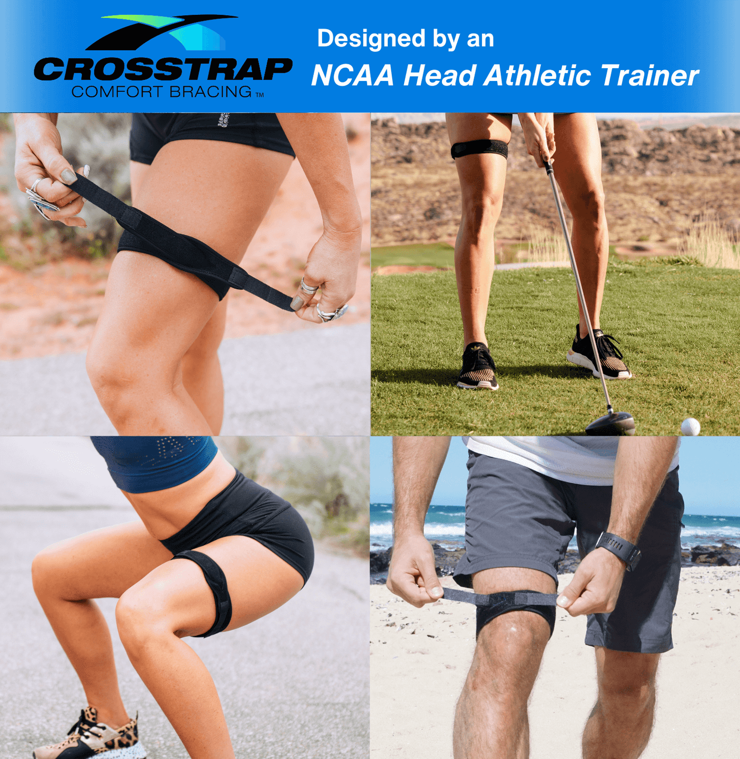 Crosstrap - IT Band Strap, Prevent Iliotibial Band Syndrome – Running, Cycling, Hiking, Outdoor Sports. by MDUB Medical 1-Pack (Small)