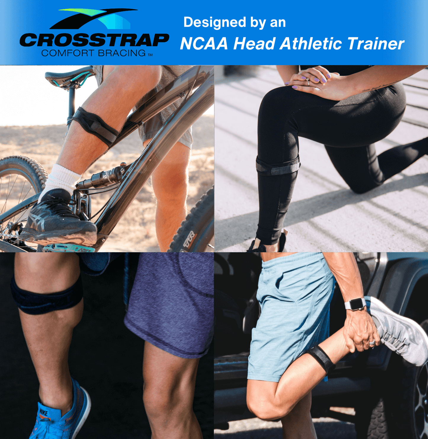 Crosstrap - Black Adjustable Neoprene Shin Splint & Leg Compression Support Straps