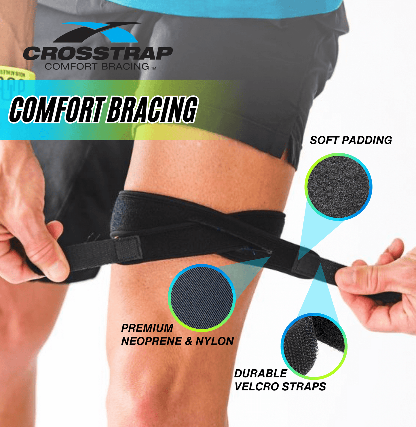 Crosstrap - IT Band Strap, Prevent Iliotibial Band Syndrome – Running, Cycling, Hiking, Outdoor Sports. by MDUB Medical 1-Pack (Small)